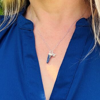 The En Pointe Duo Lapis Lazuli Necklace, Silver, 4 of 8