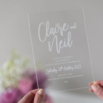 Clear Classic Acrylic Wedding Invitations, 3 of 10