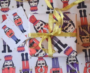 Nutcracker Christmas Gift Wrapping Paper Set, 6 of 6