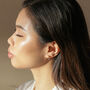 Brown Crystal Huggie Hoop Earrings In Gold Plating, thumbnail 4 of 4