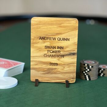 Personalised Wood And Resin Poker Trophy Ace Of Spades, 4 of 7