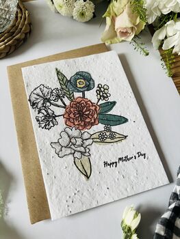 Plantable Happy Mother's Day Flowers Card, Seeded Card, 2 of 2