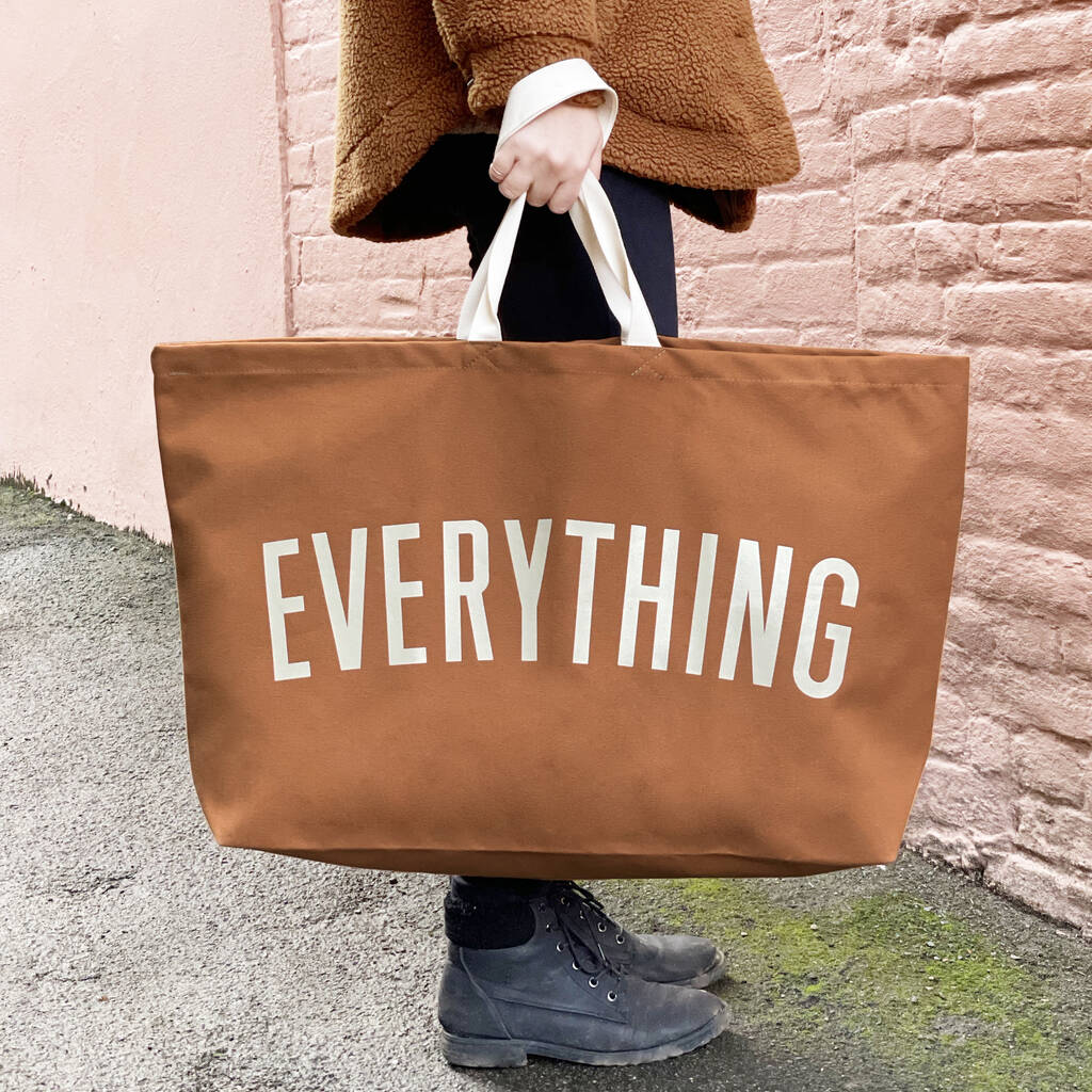 'Everything' Tan Really Big Bag By Alphabet Bags | notonthehighstreet.com