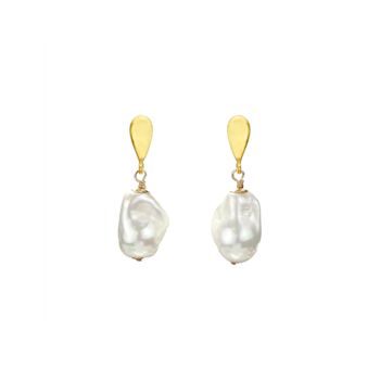 Gold Tops And Shell Pearl Earrings, 2 of 4