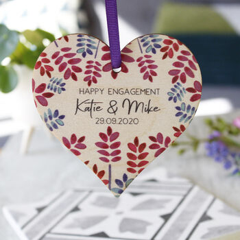 Happy Engagement Wooden Heart Decoration Gift, 2 of 12