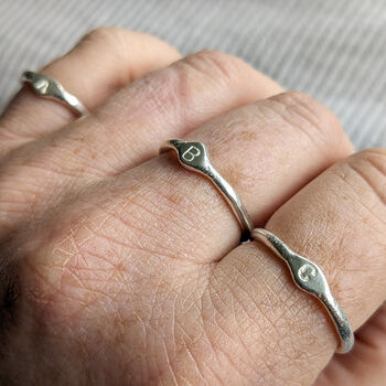 Handmade Silver Initial Stacking Ring, 2 of 9