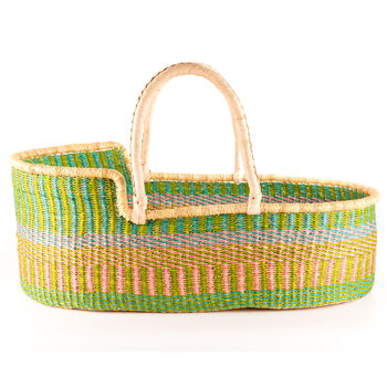 Muna: Pastel Pink, Mint And Blue Woven Moses Basket, 5 of 7