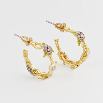 Gold Wildflower Hoop Earrings, 2 of 8