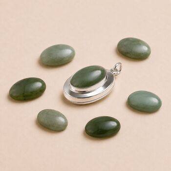 Personalised Sterling Silver Nephrite Jade Gemstone Photo Locket Necklace, 3 of 6