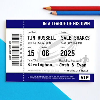 Personalised Rugby Ticket Card For Dad, 3 of 3