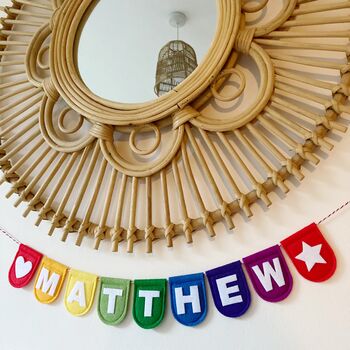 Personalised Scallop Bunting Rainbow Name Garland, 8 of 9