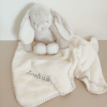 Personalised Bunny Plush Toy With Folded Blanket, 4 of 12