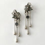 Silver Drop And Swarovski Crystal Fan Earrings, thumbnail 2 of 4