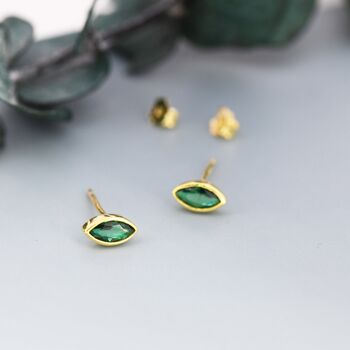 Emerald Green Cz Stud Earrings, 7 of 12