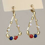 Colourful Gemstone Teardrop Dangle Clip On Earrings, thumbnail 1 of 3