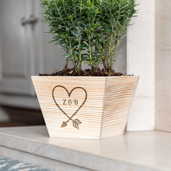 Personalised Wooden Planter With Heart, 3 of 4