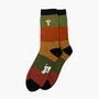 Embroidered Toadstool Striped Combed Cotton Socks In Khaki, thumbnail 1 of 3