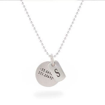 Coordinates Disc And Initial Dog Tag Necklace, 4 of 6