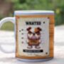 Funny Personalised Bulldog Wanted Dog Mug, thumbnail 1 of 2