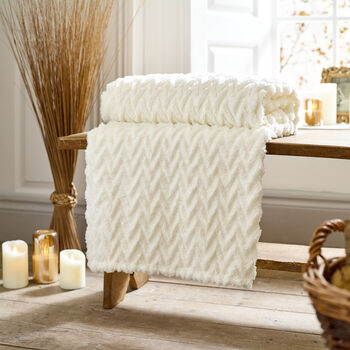 Tadcaster Chevron Sherpa Fleece Throw, 4 of 11