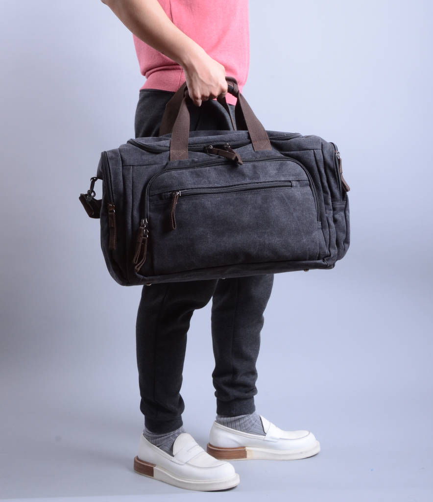 Canvas Holdall With Side Pockets By EAZO | notonthehighstreet.com