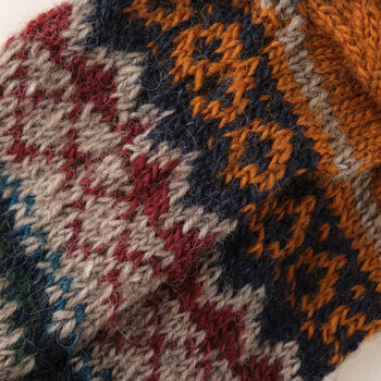 Fair Isle Handmade Wool Socks, 4 of 5