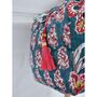 Block Printed Pine Green, Red And Mustard Floral Quilted Duffle Bag, thumbnail 8 of 9