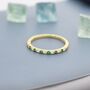 Sterling Silver Emerald Green And Clear Cz Half Eternity Ring, thumbnail 6 of 12