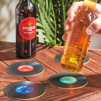 Personalised Vinyl Record Beer Mat Coasters, 2 of 7