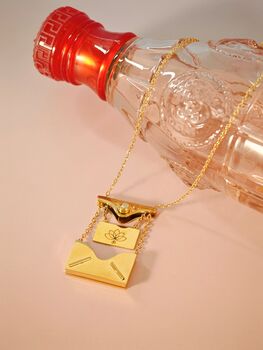 Lotus And Om Engraved In Envelop Pendant Necklace, 3 of 9