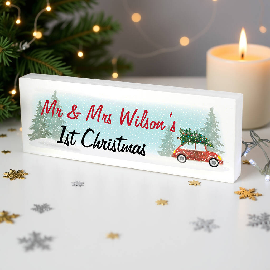 Personalised Driving Home For Christmas Wooden Mantel Decoration, 1 of 5