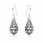 Sterling Silver Teardrop Filigree Balinese Drop Earrings – 9mm, thumbnail 4 of 5