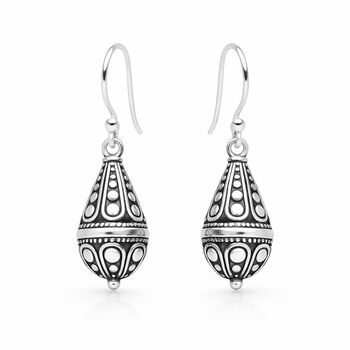 Sterling Silver Teardrop Filigree Balinese Drop Earrings – 9mm, 4 of 5