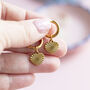 Gold Plated Sunburst Heart Huggie Hoop Earrings, thumbnail 1 of 6
