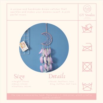Pink Pastel Moon Dream Catcher Gift For Girls, 4 of 4