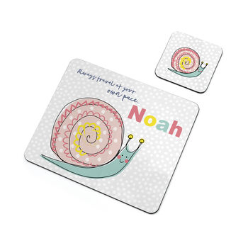 Personalised Kid's Snail Placemat Set, 5 of 5