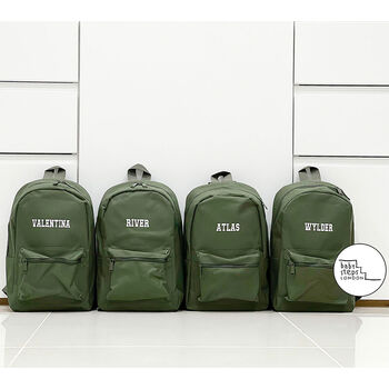 Khaki Personalised Name/Initials Unisex Mini Backpack, 3 of 4