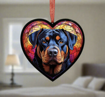 Rottweiler Stained Glass Effect Heart Suncatcher, 4 of 4