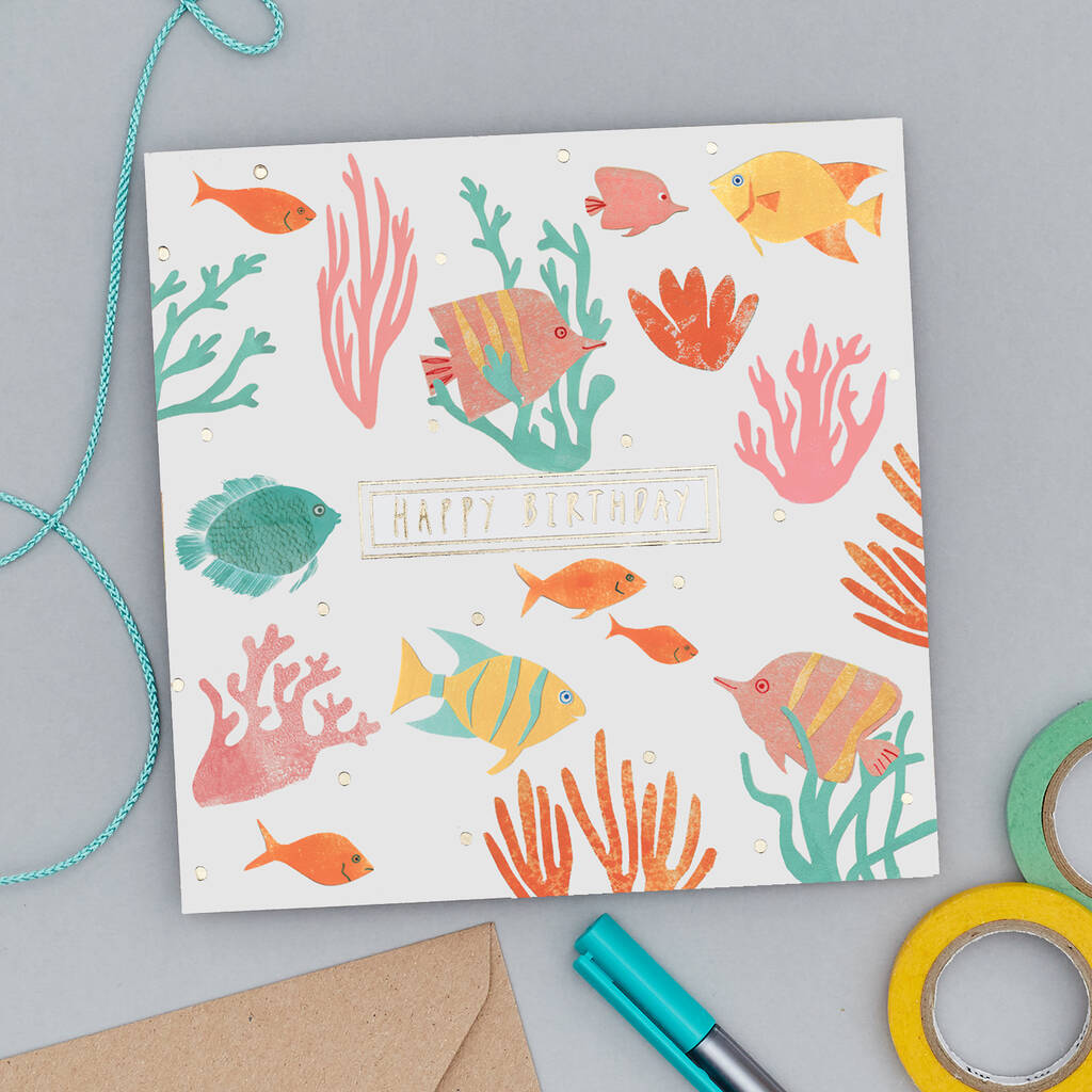 Fishy Birthday Card With Gold Foil By Rosa & Clara Designs