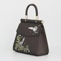 Wolf And Moon Embroidered Charcoal Satin Tote, thumbnail 3 of 7