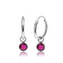 July Birthstone Hoop Earrings With Ruby Charm In Sterling Silver, thumbnail 1 of 4