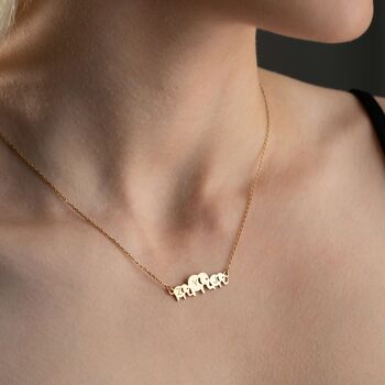 Mother Elephant Necklace With Kids Initials, 4 of 6