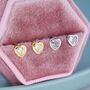Tiny Cz Heart Stud Earrings In Sterling Silver, thumbnail 1 of 10