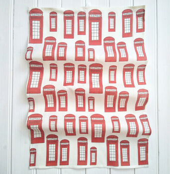 Red Telephone Box Linen T Towel, 4 of 5
