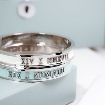 Anniversary Bangle Engraved With Your Date Silver, 8 of 10