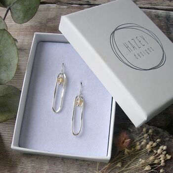 Citrine Long Oval Earrings, 3 of 4