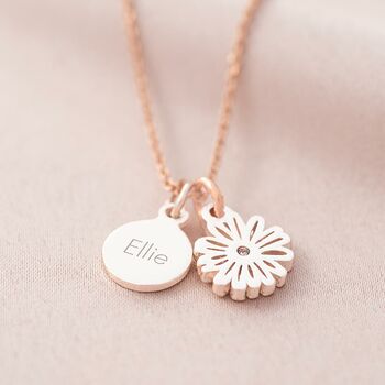 Birth Flower And Disc Personalised Necklace, 2 of 10