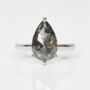 One Of A Kind Platinum Black Pear Shape Rose Cut Diamond Engagement, thumbnail 4 of 4