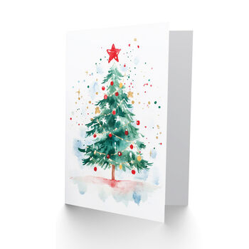 Decorated Tree Red Star Light Xmas Christmas Card, 2 of 4