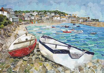 Mousehole Cornwall Upcycled Paper Collage Print, 2 of 5